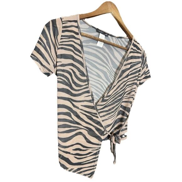 Caution To The Wind Women Small Striped zebra wrap Y2K Mcbling Baddie Kawaii‎ - Picture 1 of 5